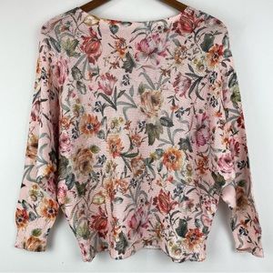 Luisa Ricci size Small Women’s Pink Floral Dolman 3/4 Sleeve Knit Top